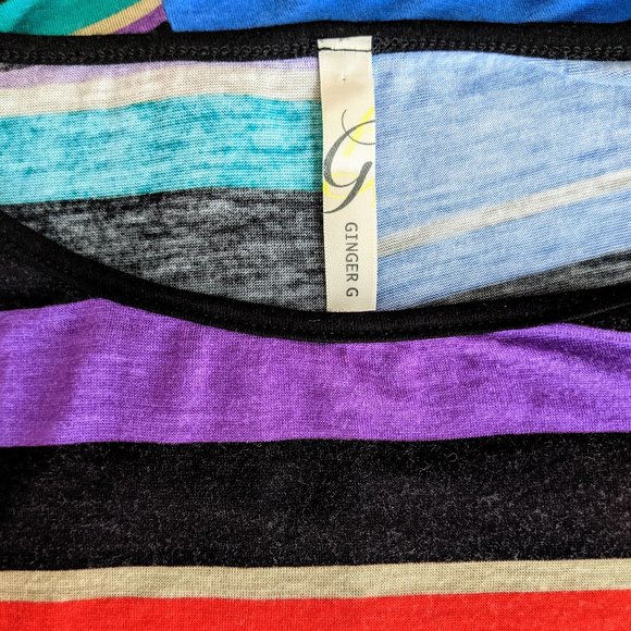 🇺🇸 Ginger G Striped Rayon Batwing Top Made In USA - Picture 5 of 6